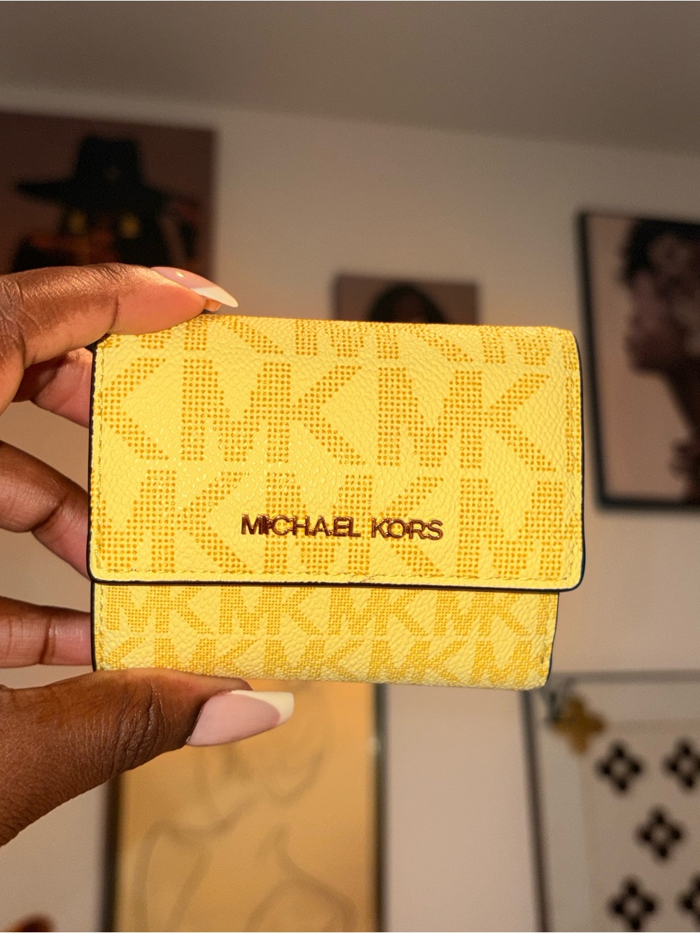 Michael Kors Yellow MK Logo Card Holder